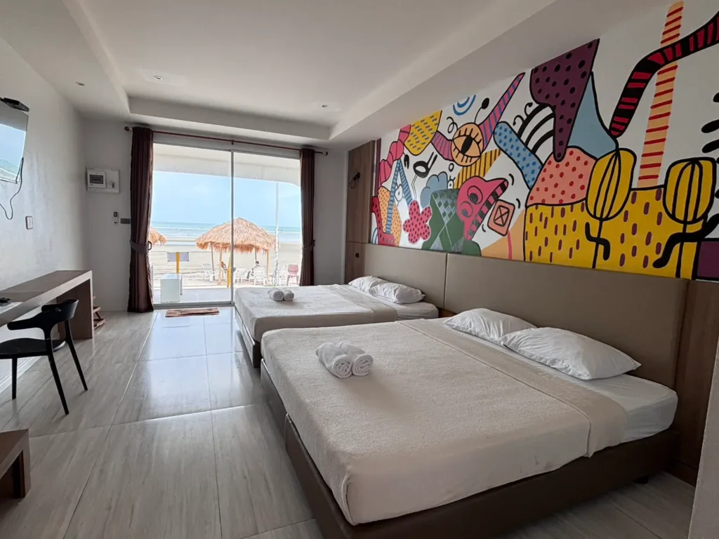 View of the inside of a Sea Suite at De Mer resort